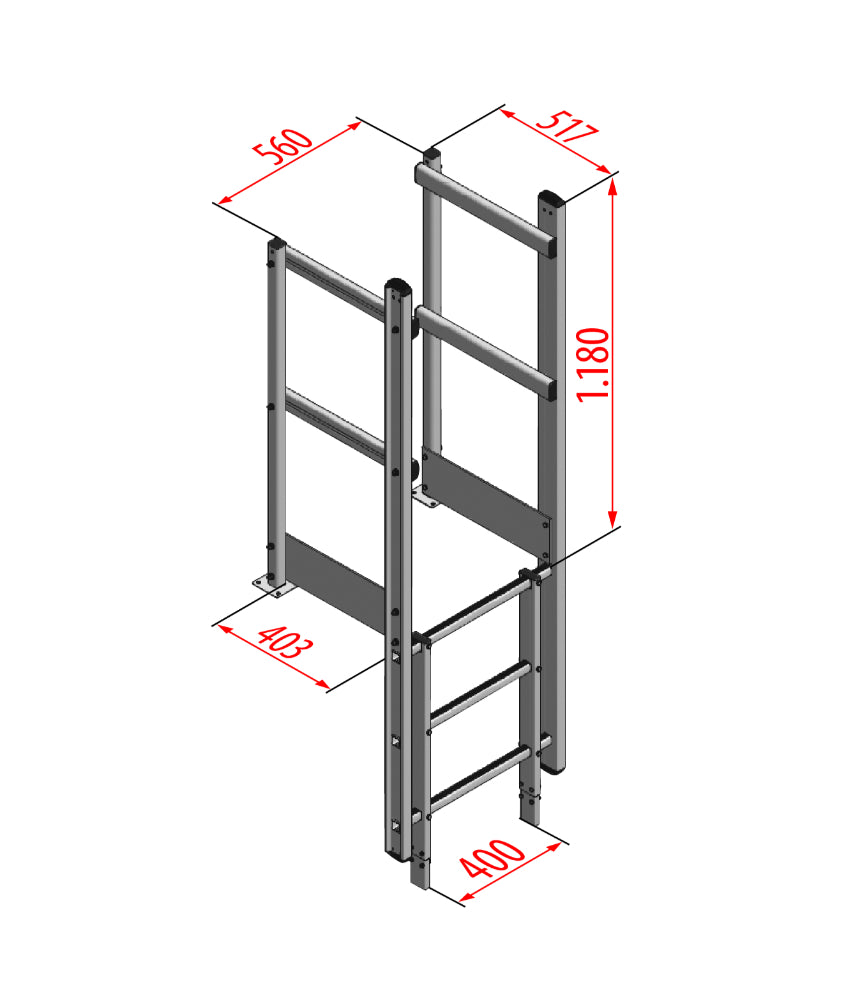 Hymer Aluminium Fixed Ladder Exit With Handrails - 54054
