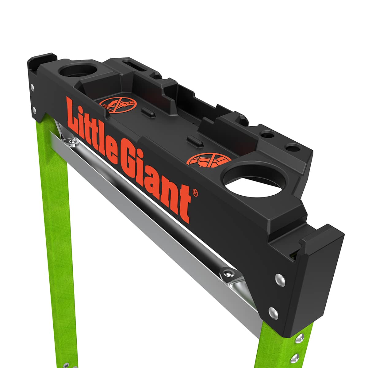 Little Giant Fibreglass Jumbo Safety Steps With Folding Handrail - 3 Tread