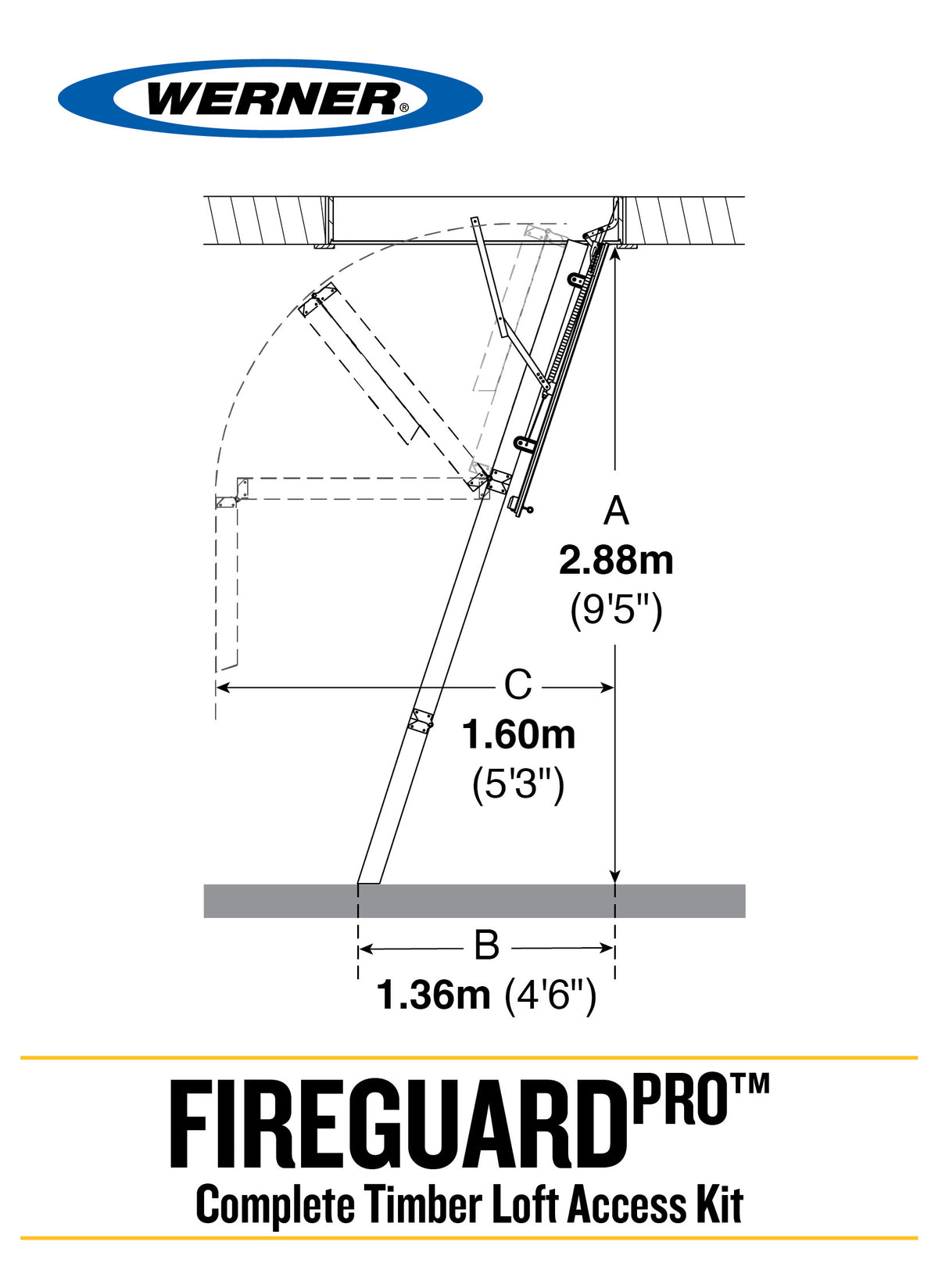 Werner Fireguard Pro Fire Resistant Timber Loft Ladder With Hatch