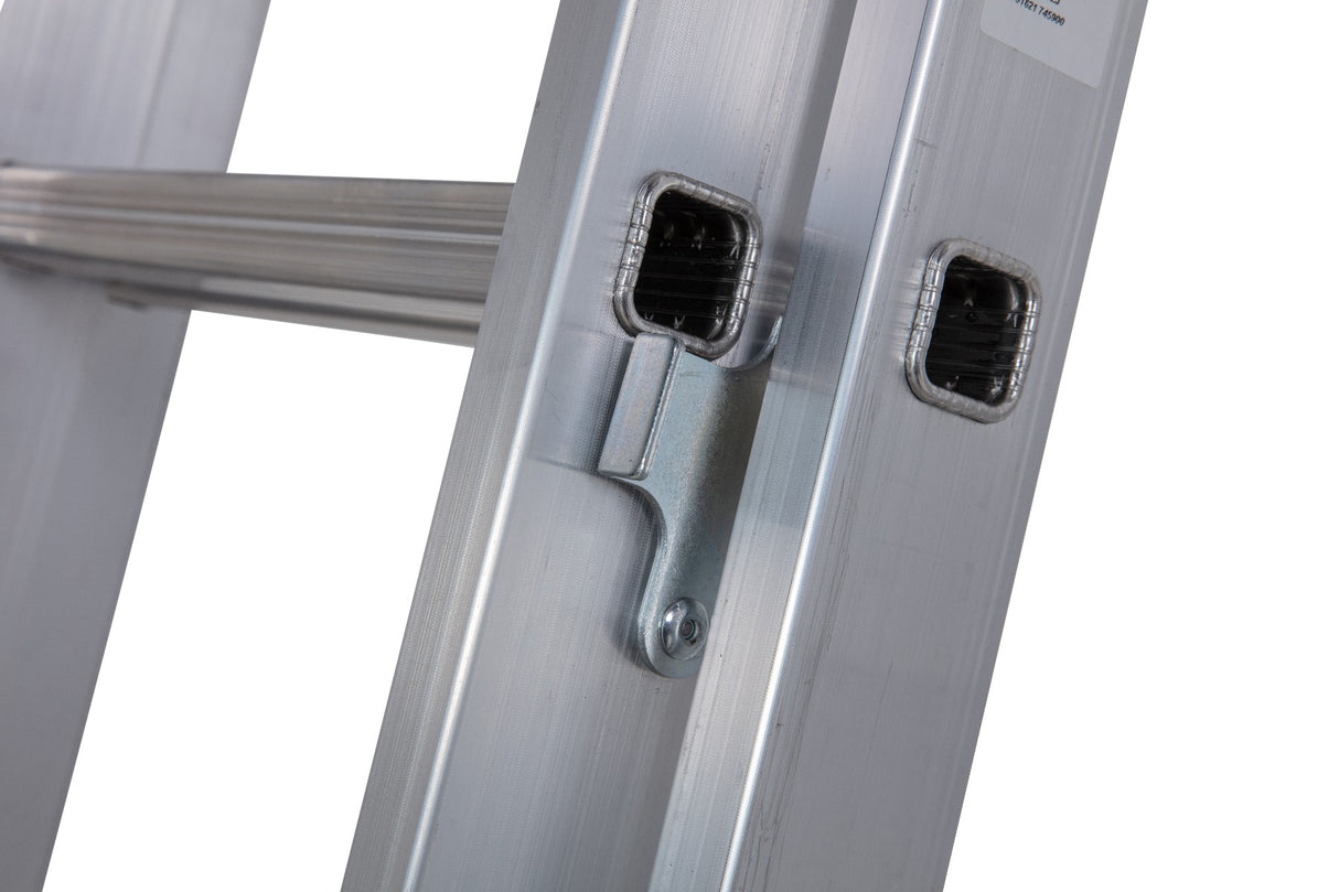 Werner 2 Section Square Rung Aluminium Extension Ladder - Locking Catch