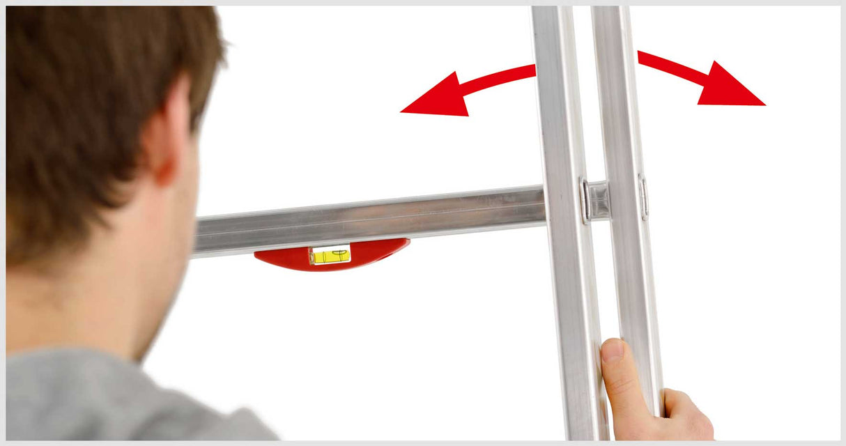Hymer Aluminium Combination Ladder With Adjustable Stabiliser Spirit Level