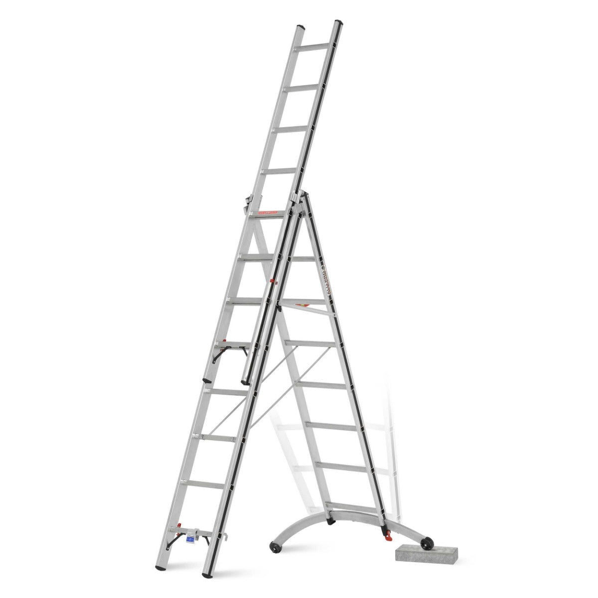 Hymer Aluminium Combination Ladder With Adjustable Stabiliser - 3 x 10