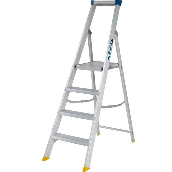 Werner EN131 Professional Builders Platform Step Ladders - 4 Tread