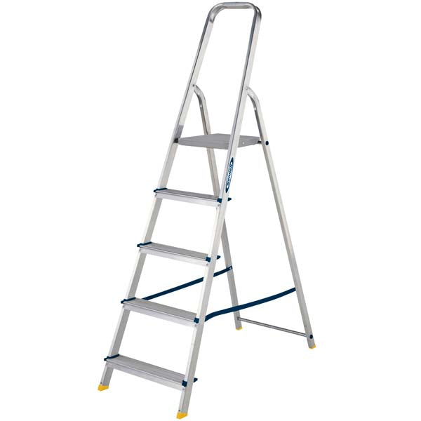 Werner High Handrail Aluminium Platform Step Ladder - 5 Tread