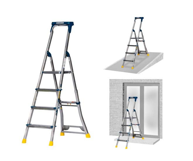 Werner Adjusta Step Pro Aluminium Adjustable Step Ladder - 4 Tread