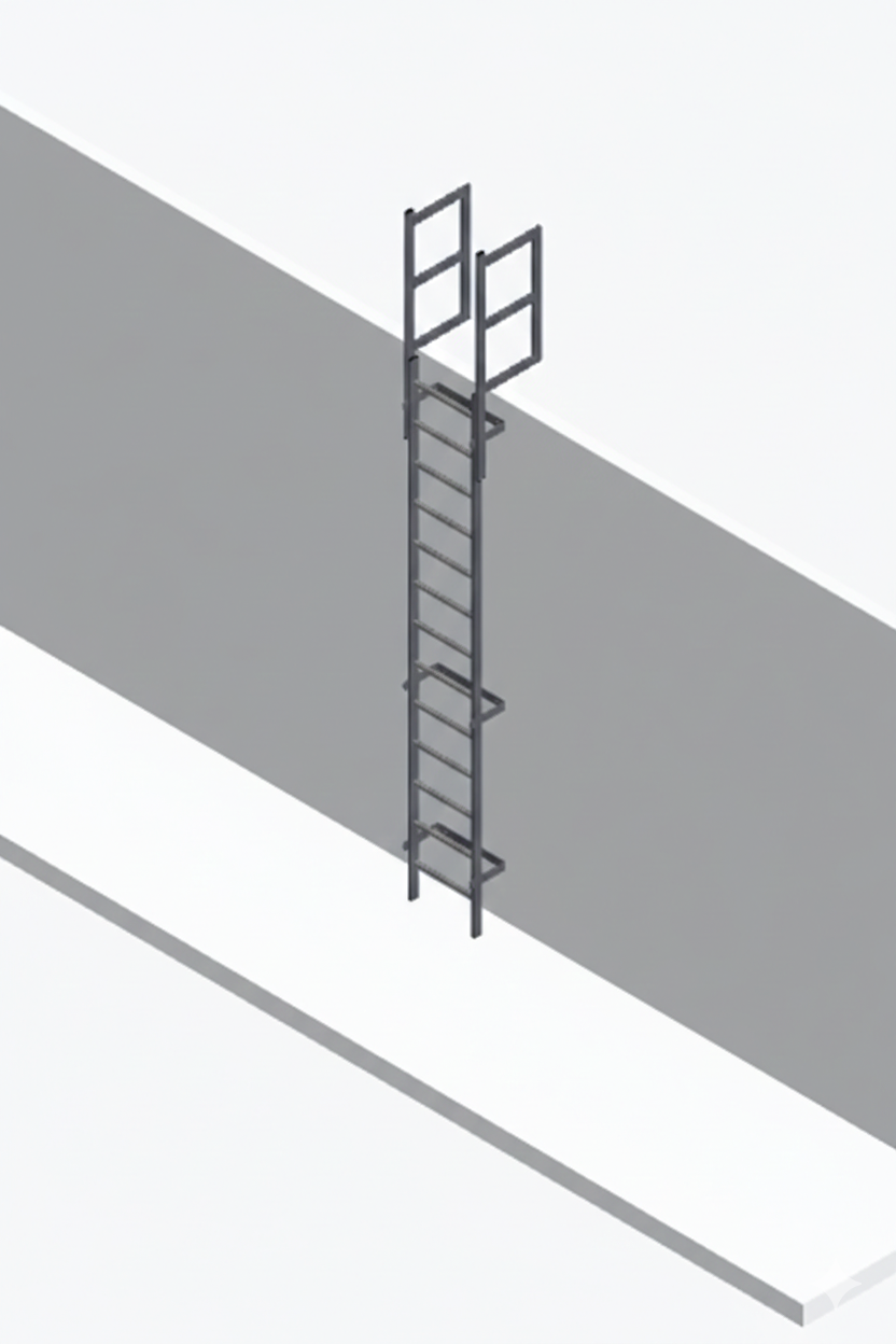 Certified Galvanised Steel Fixed Ladder With Walkthrough