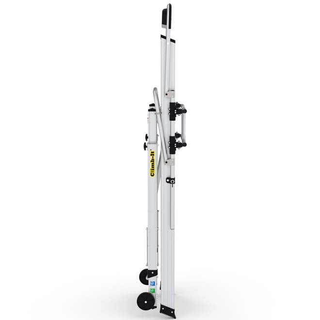 Climb-It EN131 Folding Steps With Enclosed Platform - 3 Tread Side View