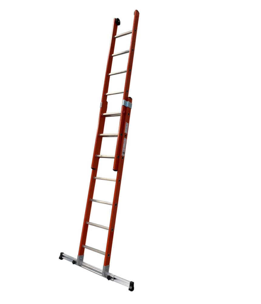 GRP Double Section Fibreglass Extension Ladder With Retractable Stabiliser Bar - 2 x 7
