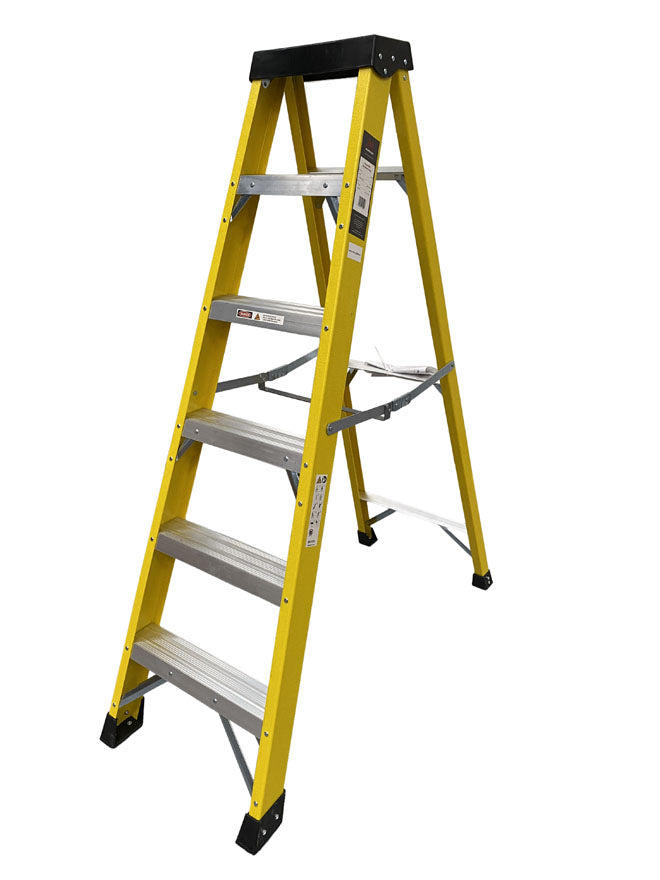 EN131 Professional GRP Swingback Stepladders - 6 Tread GRPS06