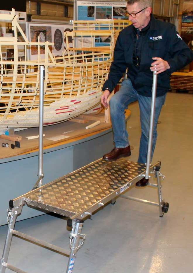 Safety Deck Hop-Up Folding Work Platform With Handrails