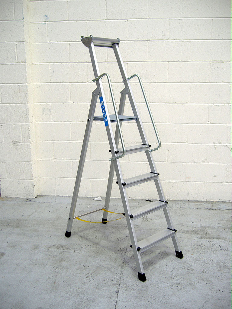 Z600 Anodised Step Ladders with Handrails - 4 Tread