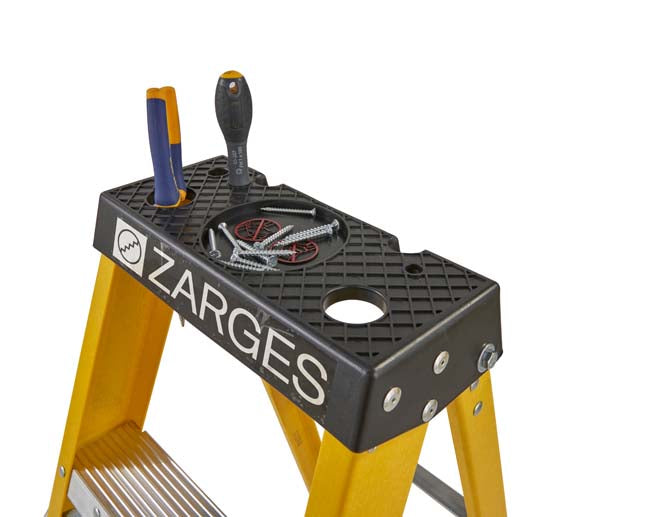 Zarges GRP Swingback Step Ladder Top In Use