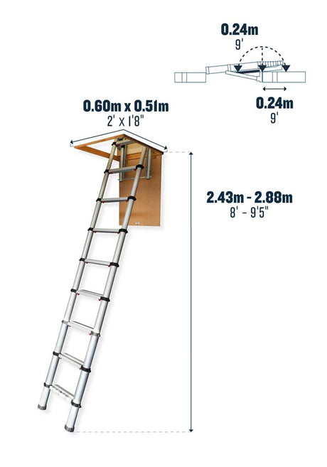 Werner Telescopic Loft Ladder - 2.9m