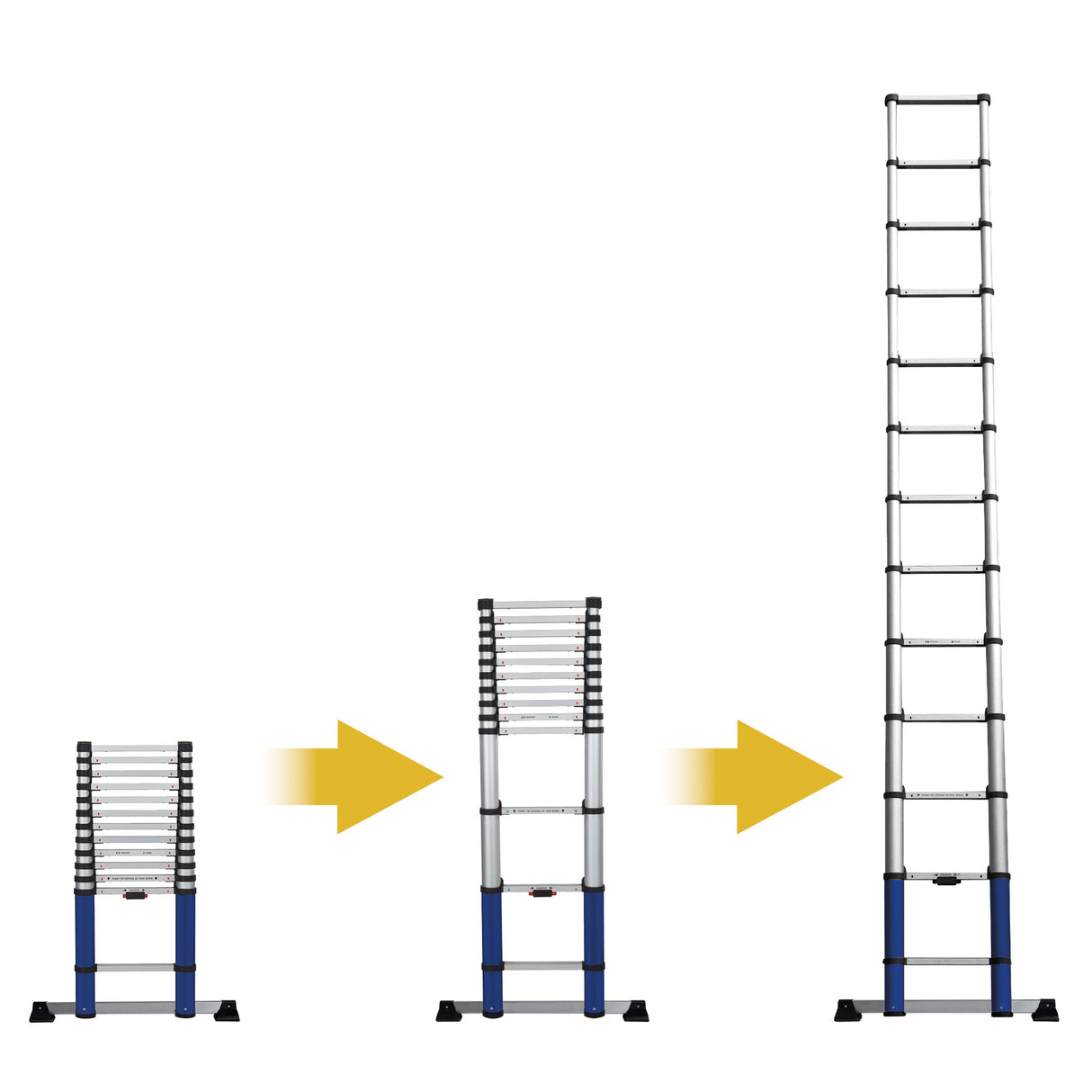 Werner 30113820 3.8m Telescopic Ladder Closed and Open