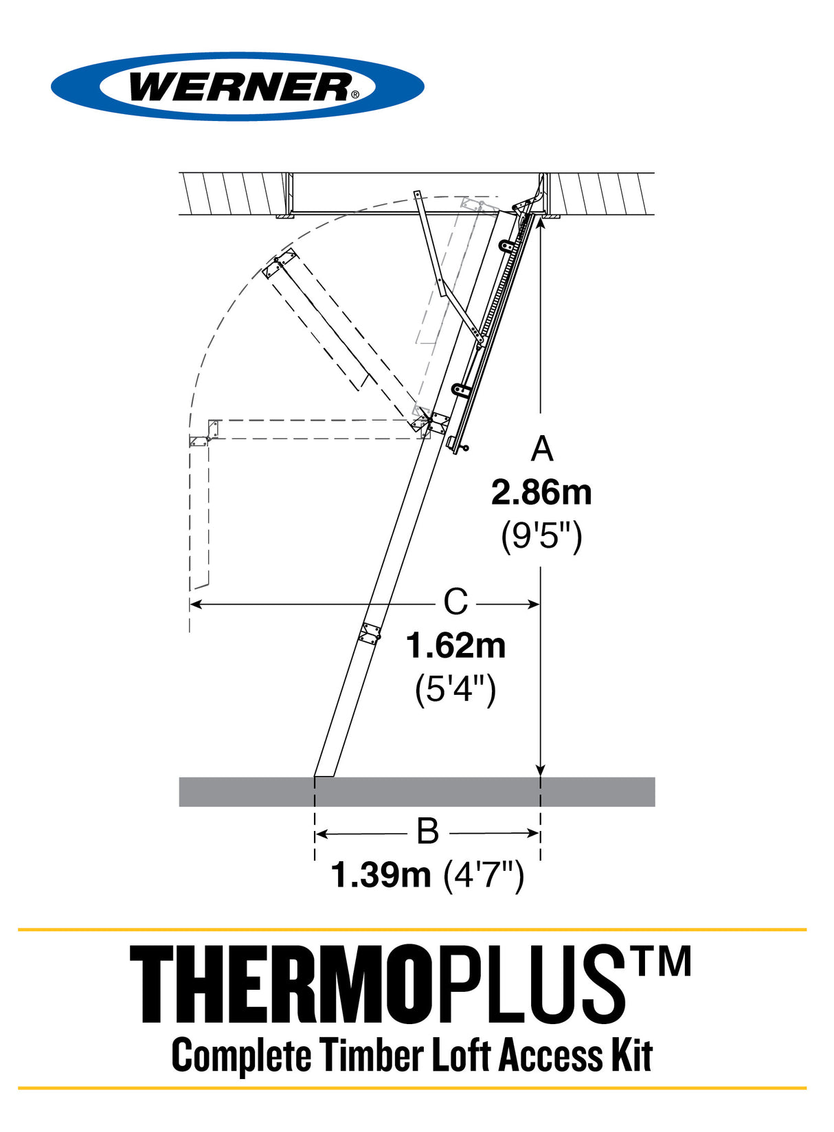 Werner ThermoPlus Energy Efficient Timber Loft Ladder With 64mm Insulation