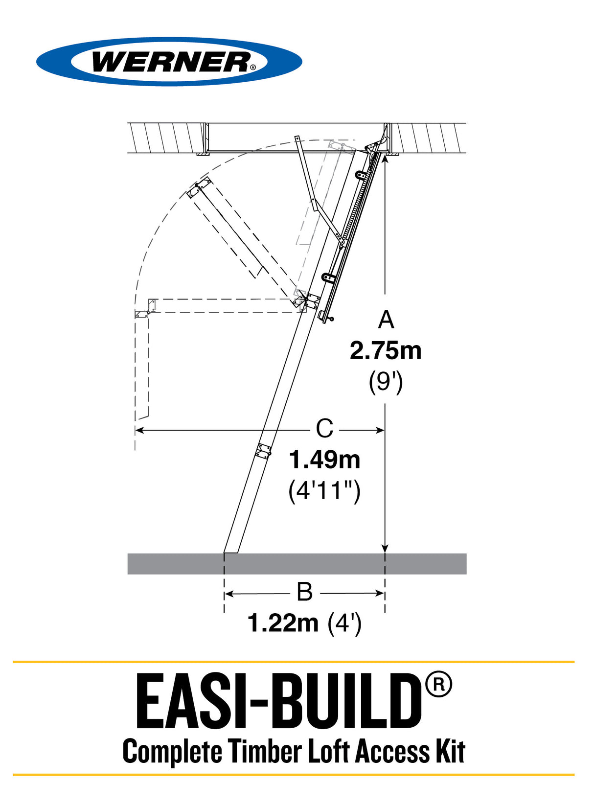 Werner Easi-Build Timber Loft Ladder Complete With Hatch