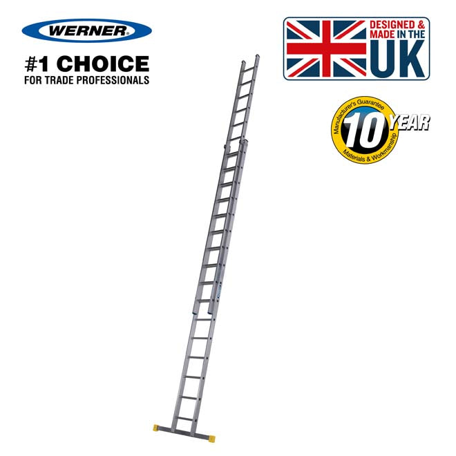 Werner 2 Section Square Rung Aluminium Extension Ladder - 2 x 16 Rung