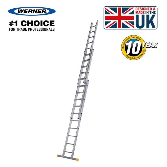 Werner 3 Section Square Rung Aluminium Extension Ladders