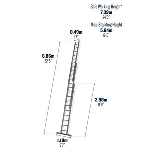 3 x 10 Triple D Rung Werner Extension Ladder Dimensions