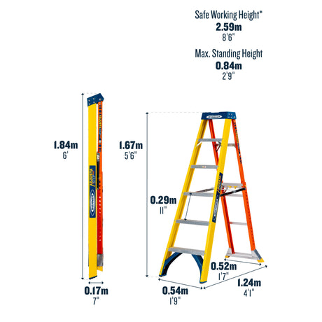 Werner 75074 Step Ladder Dimensions