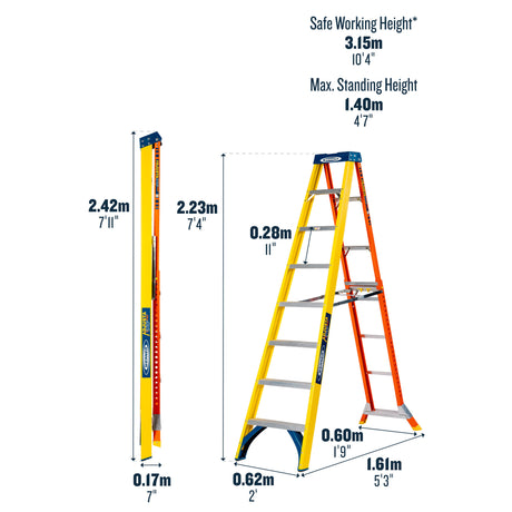 Werner 70575 Adjustastep Dimensions