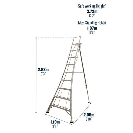 Werner Adjustable Tripod Ladder With Ground Spike - 7 Tread