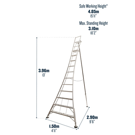 Werner Adjustable Tripod Ladder With Ground Spike - 11 Tread