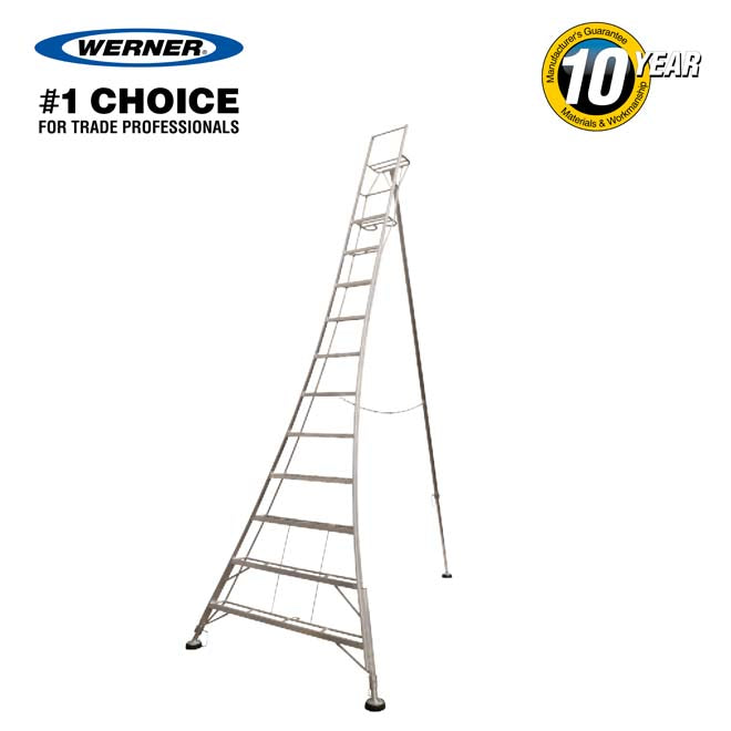 Werner Adjustable Tripod Ladder With Ground Spike - 11 Tread