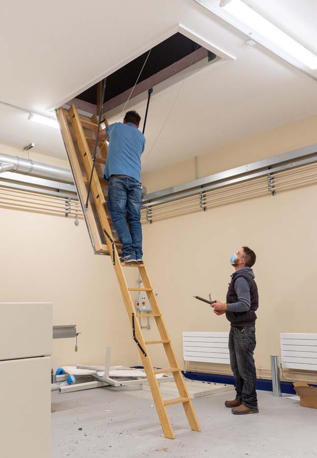 Stira Electric Loft Ladder in Commercial Property