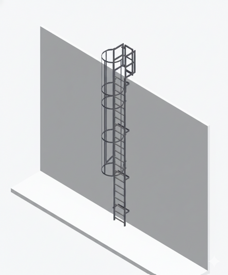 Certified Galvanised Steel Roof Access Ladder With Safety Cage