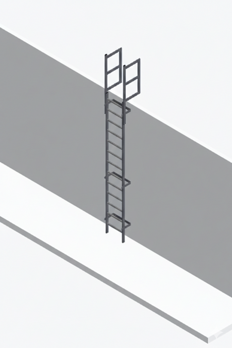 Certified Galvanised Steel Fixed Ladder With Walkthrough