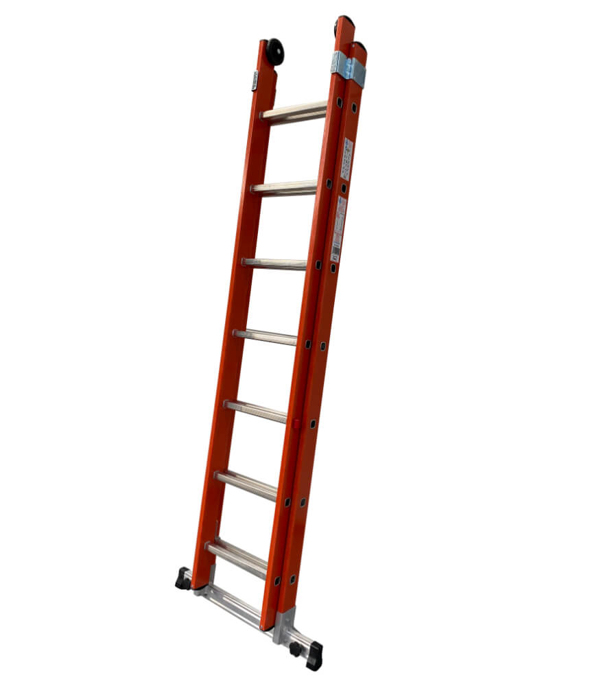 GRP Double Section Fibreglass Extension Ladder With Retractable Stabiliser Bar - 2 x 9