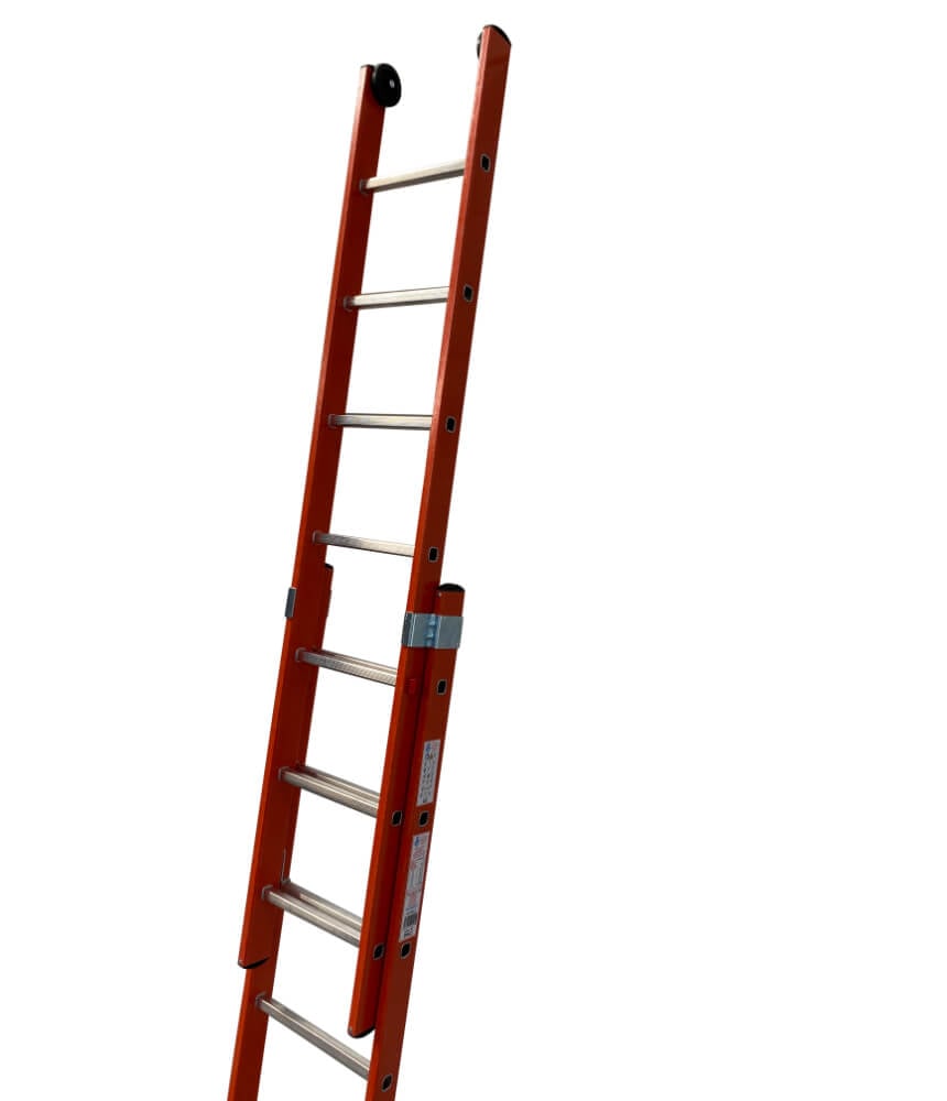 GRP Double Section Fibreglass Extension Ladder With Retractable Stabiliser Bar - 2 x 9