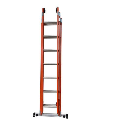 GRP Triple Section Fibreglass Extension Ladder With Retractable Stabiliser Bar - 3 x 7