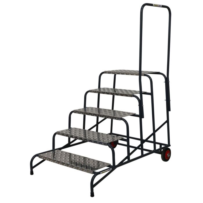 Climb-It Wide Industrial Work Steps / Stairs - 5 Treads Single Handrail