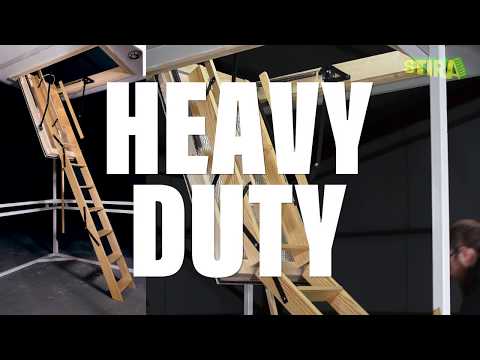 Heavy Duty Stira Wooden Loft Ladder With Hatch - 2.895 m