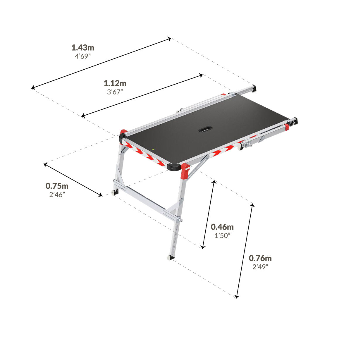 TP Plus - 2 in 1  Work Platform On Stairs When Adjusted